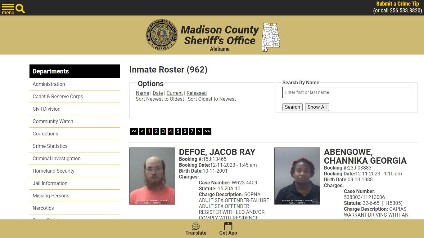 Inmate Roster - Current Inmates Booking Date Descending - Madison ...